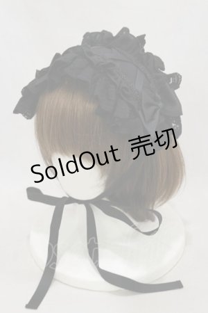 画像: ATELIER PIERROT / Lace-up Frill Headdress  ブラック H-24-10-01-013-EL-AC-KB-ZH