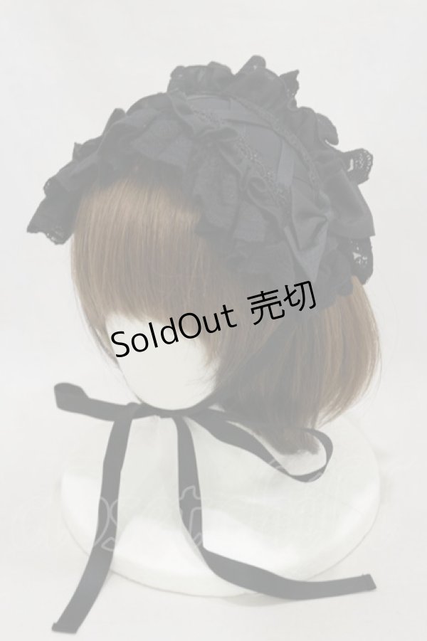 画像1: ATELIER PIERROT / Lace-up Frill Headdress  ブラック H-24-10-01-013-EL-AC-KB-ZH (1)