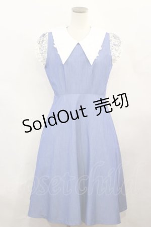 画像: Maison de FLEUR Petite Robe canone / 水辺に座るワンピース S Blue H-24-10-02-1028-EL-OP-NS-ZH