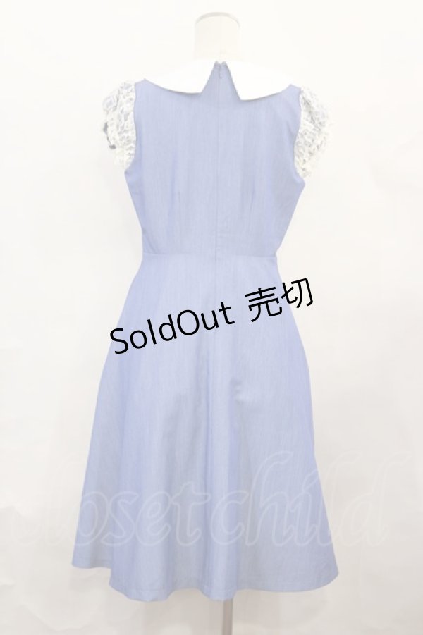 画像2: Maison de FLEUR Petite Robe canone / 水辺に座るワンピース S Blue H-24-10-02-1028-EL-OP-NS-ZH (2)