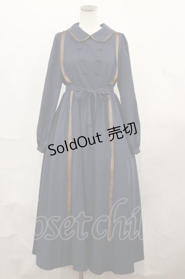 画像1: Maison de FLEUR Petite Robe canone / 戸惑うリボンのワンピース S Navy H-24-10-02-1029-EL-OP-NS-ZH (1)