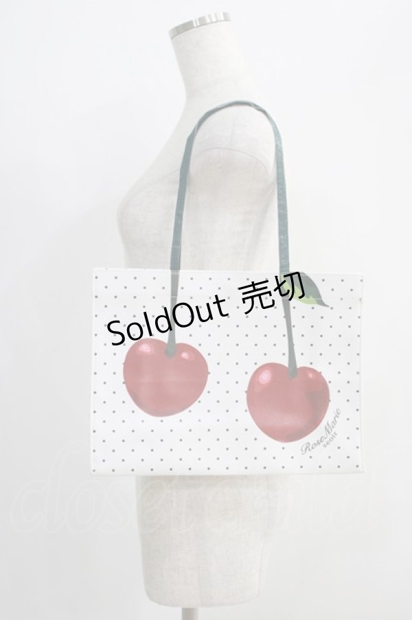 画像1: RoseMarie seoir / Cherry Shopper Bag  ホワイト H-24-10-05-002-LO-BG-NS-ZH (1)