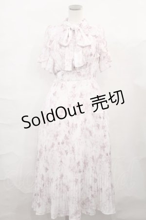 画像: tocco closet / ボウタイリボン付きオープンショルダーフラワープリントプリーツワンピース M ピンク H-24-10-07-1025-LO-OP-NS-ZH