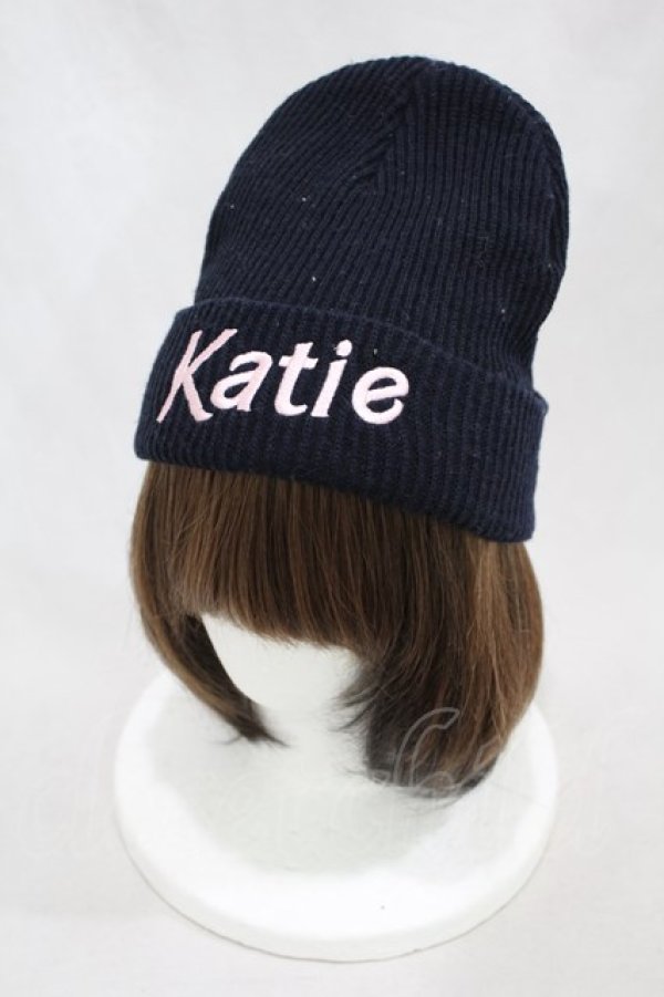 画像1: Katie / RIB LOGO watch cap  ブラック H-24-10-07-002-LO-AC-KB-ZH (1)