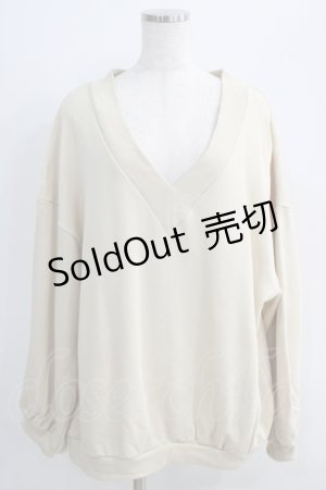 画像: FICTION TOKYO / V Shaped Neck Ribbon Sweat Free Beige H-24-10-09-082-GO-TO-NS-ZH