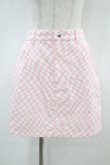 画像1: Candy Stripper / DISTORTED CHECKERED MINI SKIRT 2 オフホワイト×ピンク H-24-10-10-036-PU-SK-KB-ZH (1)