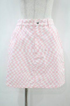 画像: Candy Stripper / DISTORTED CHECKERED MINI SKIRT 2 オフホワイト×ピンク H-24-10-10-036-PU-SK-KB-ZH