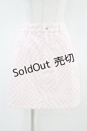 画像: Candy Stripper / DISTORTED CHECKERED MINI SKIRT 2 オフホワイト×ピンク H-24-10-10-036-PU-SK-KB-ZH