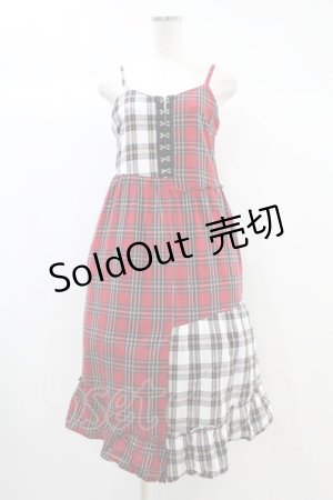 画像: Candy Stripper / CHECK COMBINED CAMISOLE ONE-PIECE M レッド H-24-10-10-028-PU-OP-KB-ZH