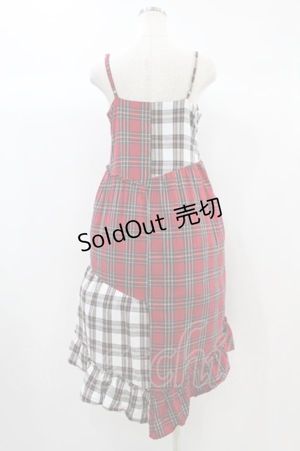 画像2: Candy Stripper / CHECK COMBINED CAMISOLE ONE-PIECE M レッド H-24-10-10-028-PU-OP-KB-ZH (2)