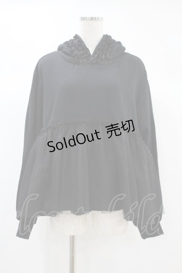 画像1: Candy Stripper / TULLE TIERED HOODIE 2 ブラック H-24-10-12-042-PU-TO-NS-ZH (1)