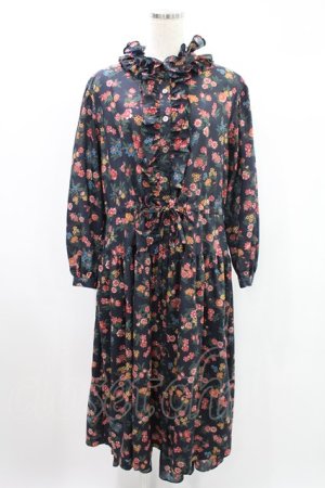 画像: Jane Marple Dans Le Saｌon / Flowers of Jouy layered dress  ネイビー H-24-10-12-1005-JM-OP-KB-ZH