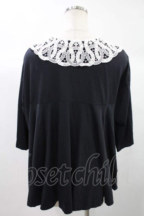 画像2: Jane Marple Dans Le Saｌon / Vintage Lace Collar Flare Pullover  ネイビー H-24-10-12-1033-JM-TO-KB-ZH (2)