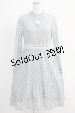 画像: an another angelus / バストあき総レースプリーツ長袖ワンピース Free light blue H-24-10-14-034-CA-OP-NS-ZH