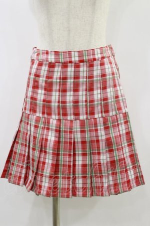 画像: Candy Stripper / CHECK PLEATS MINI SKIRT S レッド H-24-10-15-049-PU-SK-KB-ZH