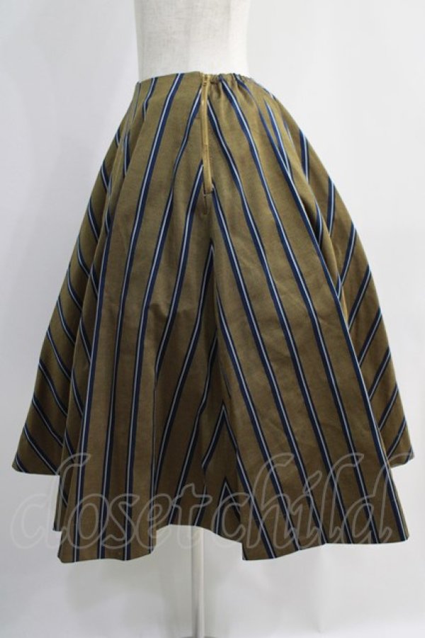 画像2: Jane Marple / Regimental stripe circular skirt  ocher H-24-10-17-1045-JM-SK-KB-ZH (2)