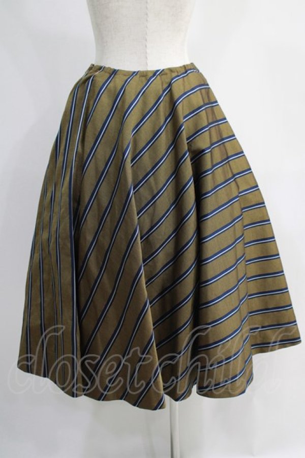 画像3: Jane Marple / Regimental stripe circular skirt  ocher H-24-10-17-1045-JM-SK-KB-ZH (3)