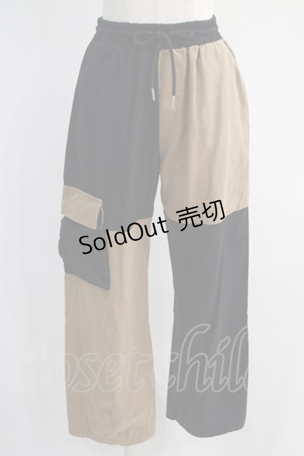 画像1: NieR Clothing / TWO-TONE PANTS  黒×茶 H-24-10-17-1057-PU-PA-KB-ZH (1)