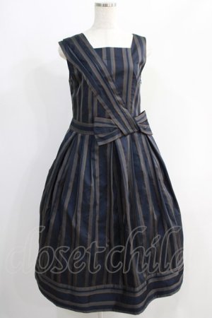 画像: Jane Marple Dans Le Saｌon / Old England stripe coronation dress  ネイビー H-24-10-18-020-JM-OP-KB-ZH