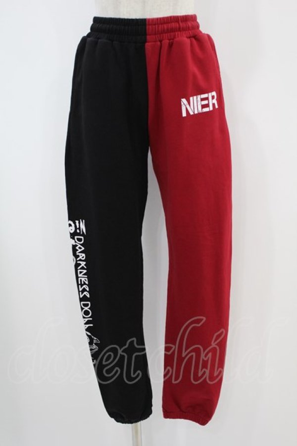 画像1: NieR Clothing / TWO-TONE SWEAT PANTS  黒×赤 H-24-10-19-039-PU-PA-KB-ZH (1)