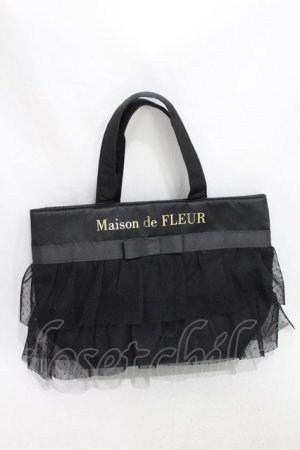 画像: Maison de FLEUR / ドットチュールフリルトートSバッグ  ブラック H-24-10-21-1041-LO-BG-NS-ZH