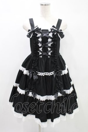 画像: Angelic Pretty / 肩リボンジャンパースカート Free ブラック H-24-10-21-1002-AP-OP-NS-ZH