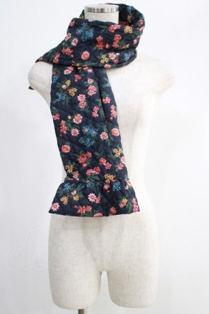 画像: Jane Marple Dans Le Saｌon / Flowers of Jouy puffer scarf  ネイビー H-24-10-27-1001-JM-ZA-KB-ZH