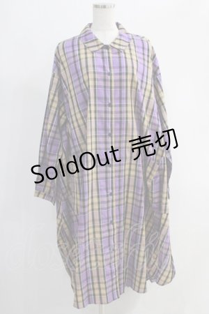 画像: Candy Stripper / FLARE CHECK SHIRTワンピース S パープル H-24-10-27-1054-PU-OP-KB-ZH