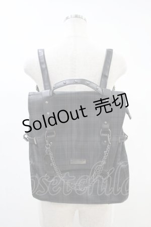 画像: KILL STAR / チェーン付チェックBACK PACK  黒 H-24-11-02-1014-SL-BG-KB-ZH