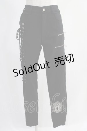 画像: NieR Clothing / サイドレースアップパンツ  黒 H-24-11-03-052-PU-PA-KB-ZH