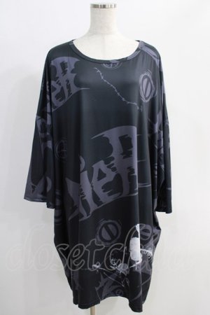 画像: NieR Clothing / プリント半袖BIG CUTSEW  黒 H-24-11-03-068-PU-TO-KB-ZT216