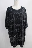 画像1: NieR Clothing / プリント半袖BIG CUTSEW  黒 H-24-11-03-076-PU-TO-KB-ZH (1)