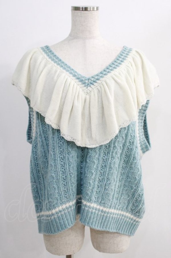 画像1: Candy Stripper / FRILL CABLE KNIT VEST  ブルー H-24-11-04-046-PU-TO-KB-ZH (1)