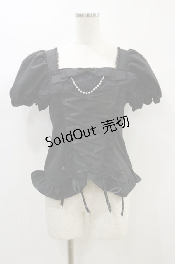 画像1: AVENCHUMU / Ribbon chain lace up corset tops Free ブラック H-24-11-06-058-LO-TO-NS-ZH (1)