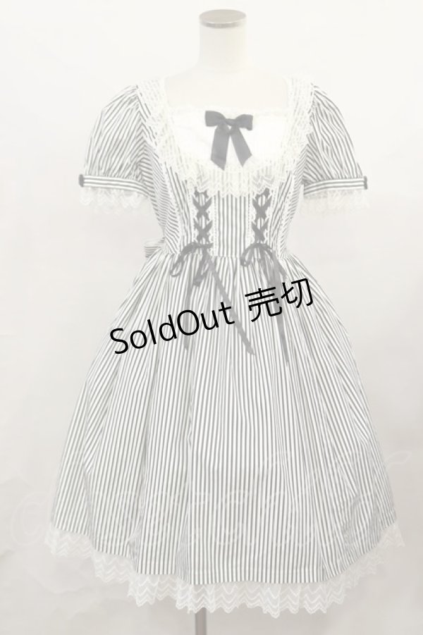 画像1: Angelic Pretty / Fancy Stripeワンピース Free ブラック H-24-11-10-1021-AP-OP-NS-ZH (1)