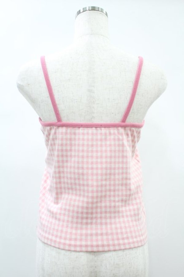 画像2: Candy Stripper / FLOWER BEAR GINGHAM CAMISOLE  ピンク H-24-11-16-1027-PU-TO-KB-ZH (2)