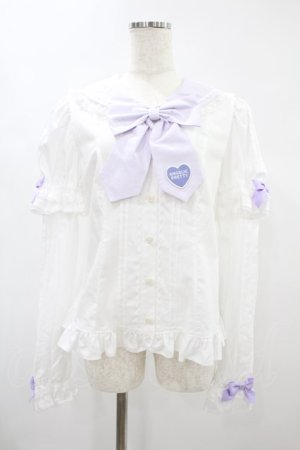 画像: Angelic Pretty / Fancyスクール付け袖ブラウス Free オフ/ラベンダー H-24-11-17-1024-AP-BL-NS-ZH