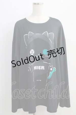 画像: NieR Clothing / プリントLONG CUTSEW  黒 H-24-11-20-051-PU-TO-KB-ZH