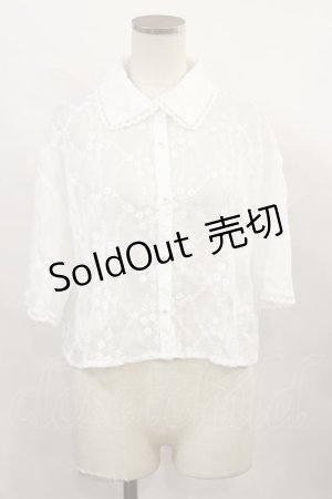 画像: Fi.n.t / 総レースクロップドシャツ Free OFF WHITE H-24-11-25-1034-CA-BL-NS-ZH