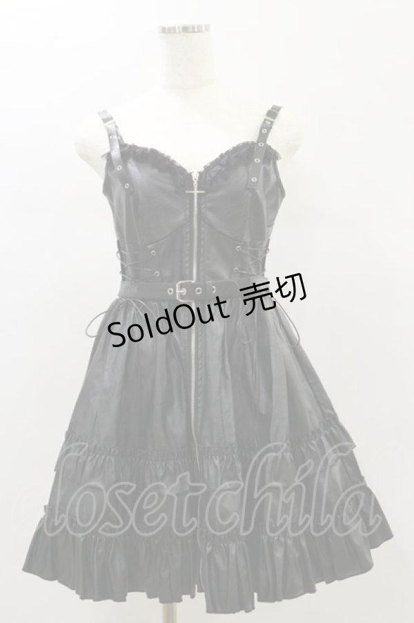 画像1: DARK IN LOVE / Rebel locomotive girl faux leather strap dress M 黒 H-24-11-28-059-PU-OP-KB-ZH (1)