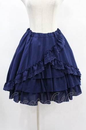 画像: ATELIER PIERROT / Victorian Ruffle Chiffon Skirt Free ネイビー H-24-12-02-1040-EL-SK-KB-ZH