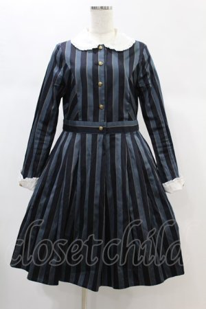 画像: Jane Marple / Regimental stripe lycee onepice  ネイビー H-24-12-03-1040-JM-OP-KB-ZH