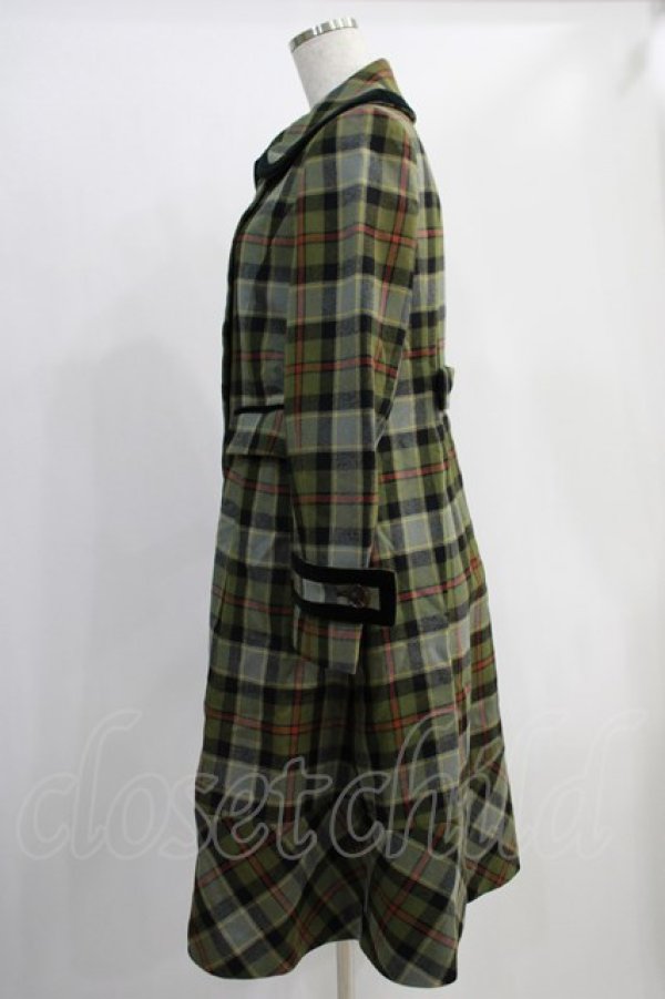 画像2: Jane Marple / Tartan check コクーンコート Free カーキ H-24-12-04-054-JM-CO-KB-ZH (2)