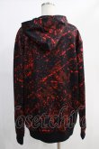 画像3: NieR Clothing / 総柄長袖ZIPパーカー  黒×赤 H-24-12-04-063-PU-TO-KB-ZH (3)