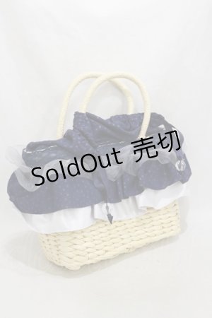 画像: axes femme / シフォンフリルストローbag  オフ/ネイビー H-24-12-07-003-AX-BG-NS-ZH