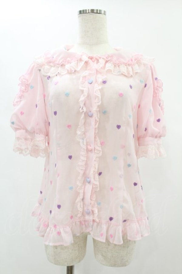 画像1: Angelic Pretty / Candy Petit Heart丸襟ブラウス Free ピンク H-24-12-10-1025-AP-BL-NS-ZH (1)