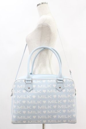 画像: MILK / LOGO BIGバッグ  サックス×ホワイト H-24-12-10-013-ML-ZA-KB-ZH