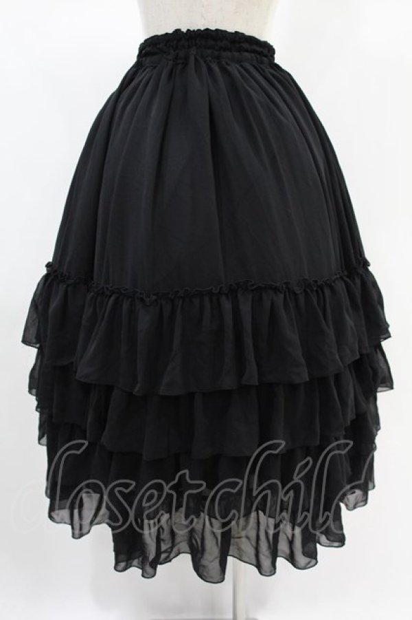 画像2: ATELIER PIERROT / Four-Tiered Ruffle Chiffon Skirt  黒 H-24-12-10-018-EL-SK-KB-ZH (2)