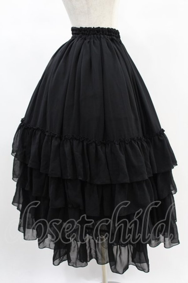 画像3: ATELIER PIERROT / Four-Tiered Ruffle Chiffon Skirt  黒 H-24-12-10-018-EL-SK-KB-ZH (3)