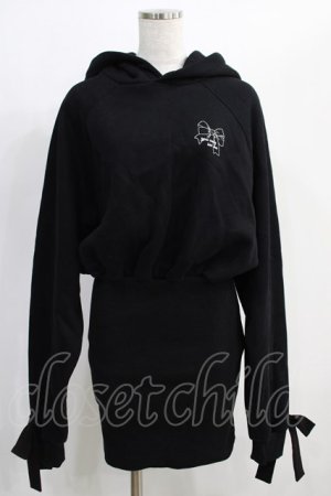 画像: M me eme / Brushed hoodie dress Free ブラック H-24-12-11-066-GO-OP-NS-ZH